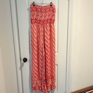 Red Patterned Women's Jumpsuit